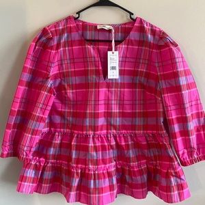 vineyard vines & tuckernuck taffeta party plaid tiered top